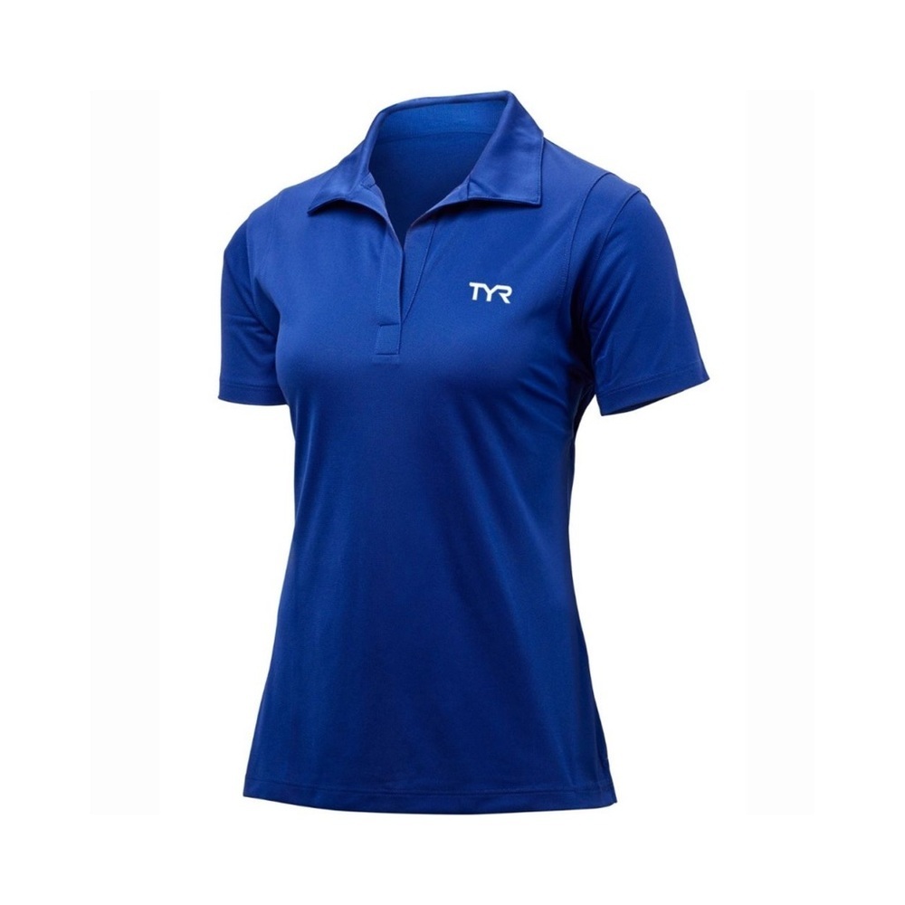 TYR Women's Alliance Tech Short Sleeve Polo S Royal Blue NEW